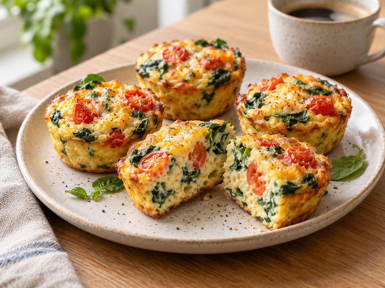 Ontbijtmuffins met ei en spinazie